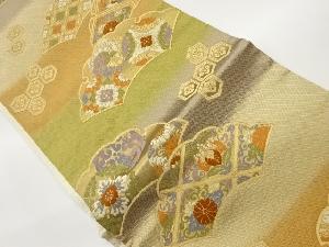 雪輪に地紙・華文・花鳥模様織出し袋帯